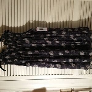 NWT Joie black gray chiffon sleeveless dress gather top ruffle neck size XL